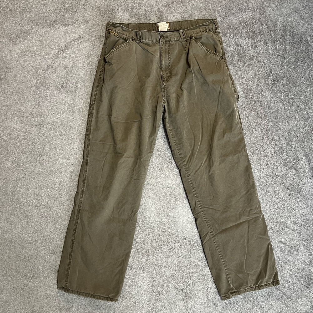 C.E. Schmidt Fleece Lined Canvas Carpenter Pants Mens 38x32 Green Workwear
